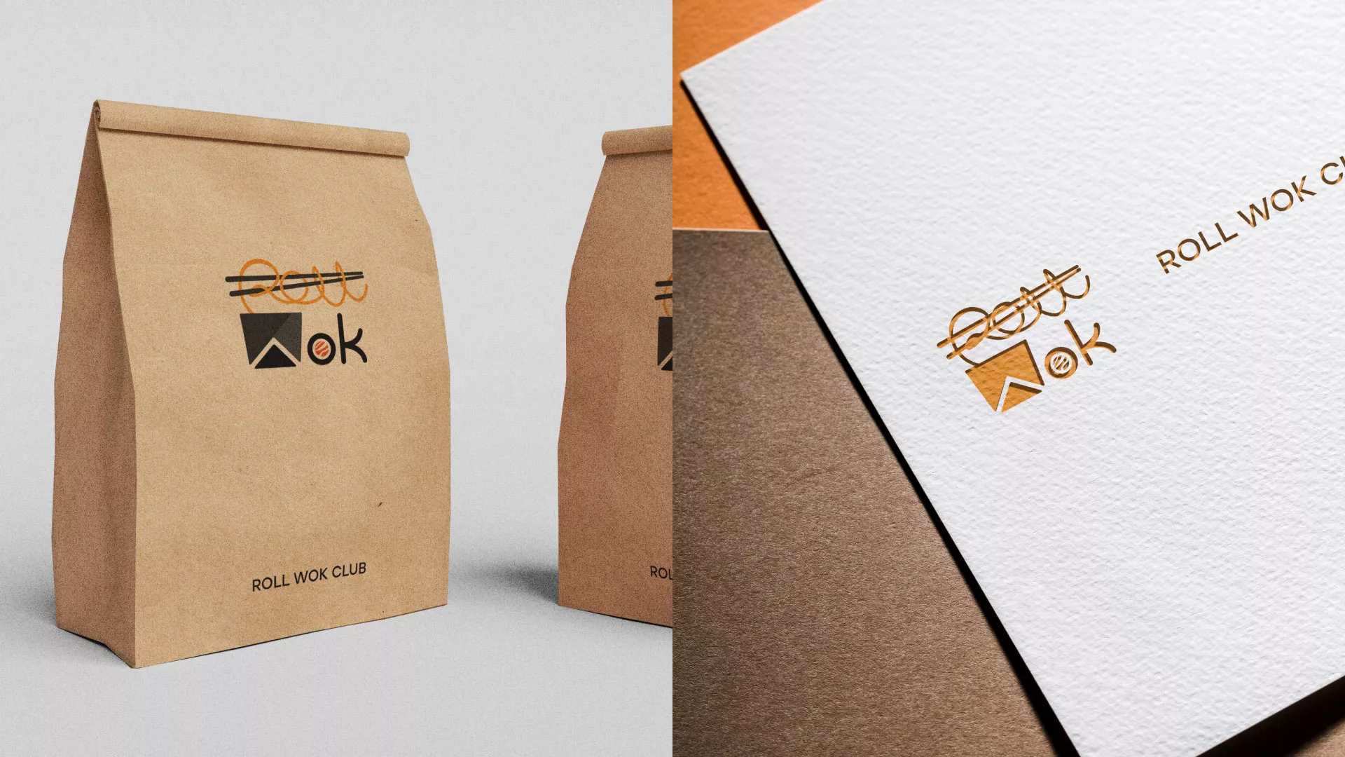 Разработка логотипа суши-бара «Roll Wok Club» в Тюмени