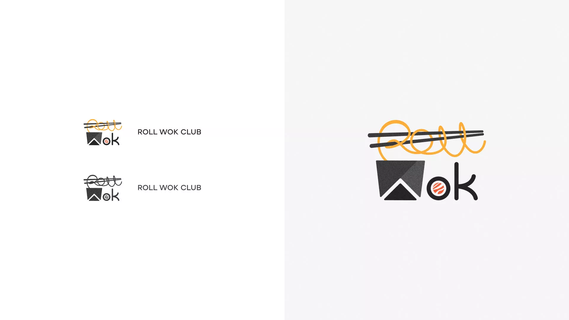 Разработка логотипа суши-бара «Roll Wok Club» в Тюмени