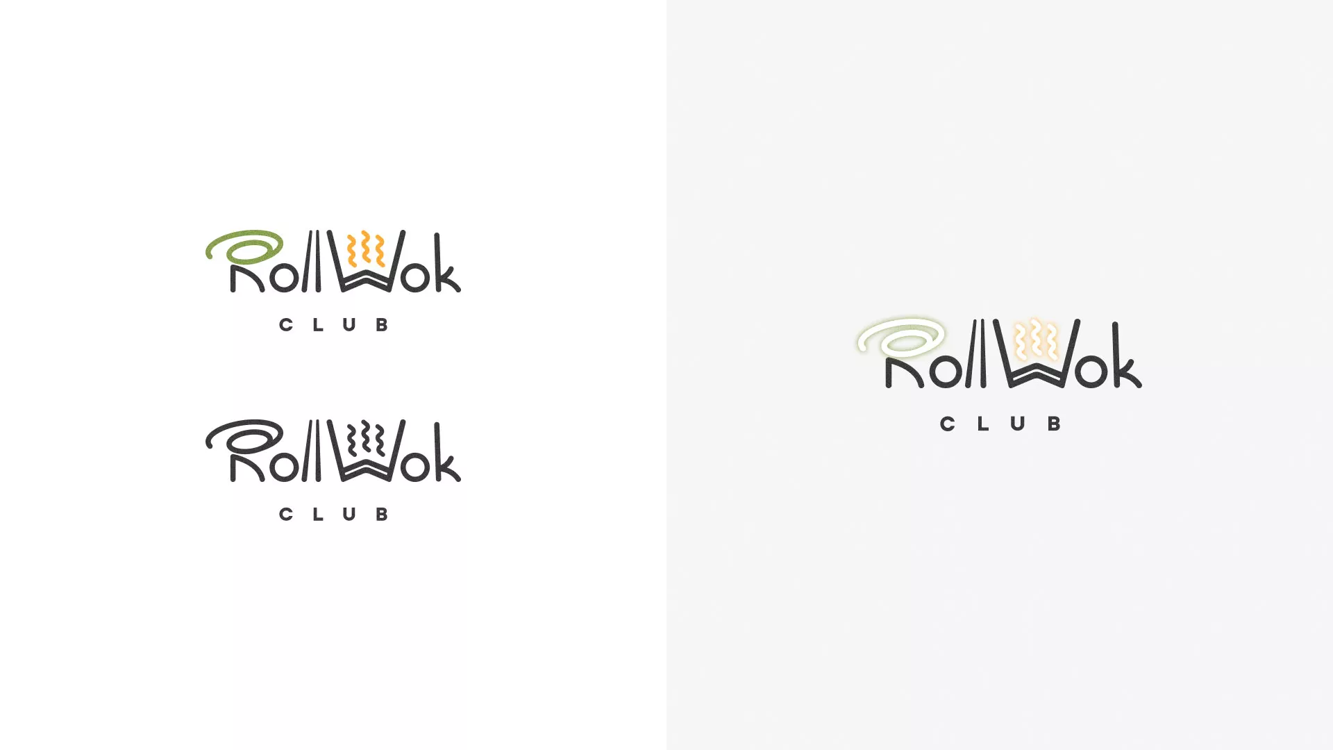 Разработка логотипа и фирменного стиля суши-бара «Roll Wok Club» в Тюмени